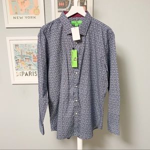 NWT Bristol & Bull Rose Pattern Shirt, Blue, XL, 17 - 17.5, 34/35